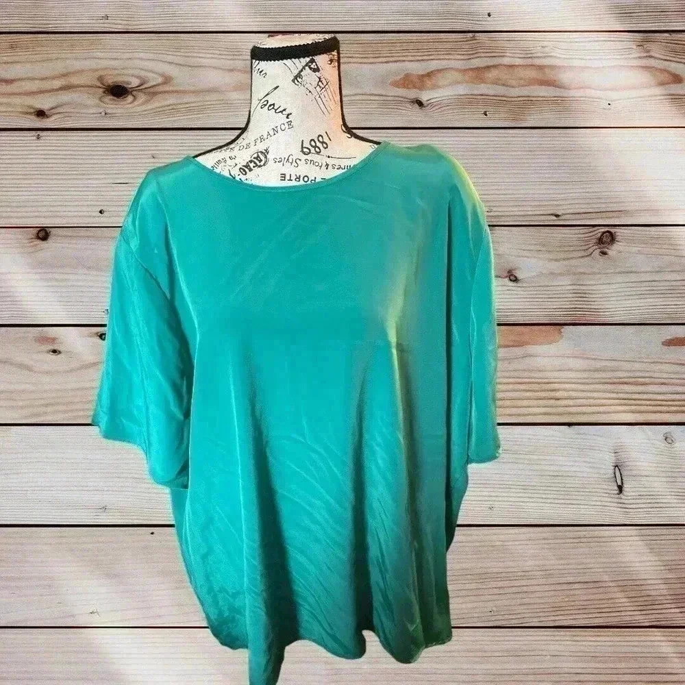 VINTAGE PLUS PERFERRED SIZE 24 W GREEN BLOUSE NWT